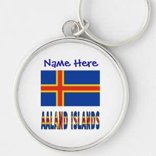 Aaland-Inseln Åländer Flagge Blau Personalisiert Schlüsselanhänger