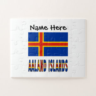 Aaland-Inseln und Ålander-Flagge Personalisiert  Puzzle