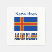 Aaland Islands Ålander Flaggen Blaue Personalisier Serviette (Vorderseite)