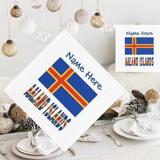 Aaland Islands Ålander Flaggen Blaue Personalisier Serviette