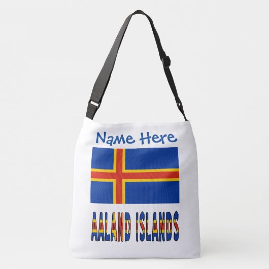 Aaland Islands Ålander Flaggen Blaue Personalisier Tragetaschen Mit Langen Trägern (Rückseite)