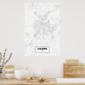 Aalborg, Dänemark (schwarz auf weiß) Poster (Küche)