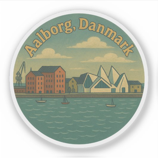 Aalborg Dänemark Stadtansicht Aufkleber (Vorderseite)