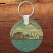Aalborg Denmark Cityscape Schlüsselanhänger (Rückseite)