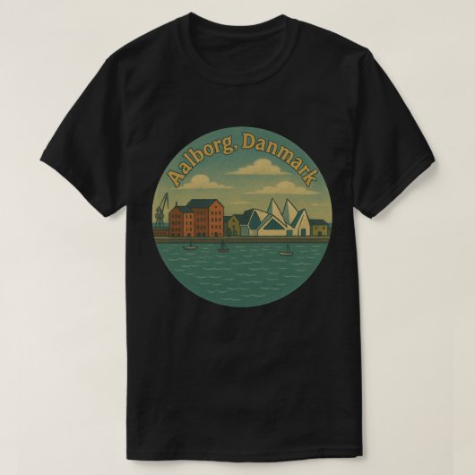 Aalborg Denmark Cityscape T-Shirt (Design vorne)