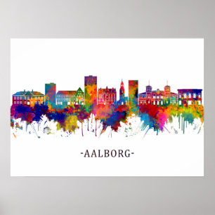 Aalborg Denmark Skyline Poster