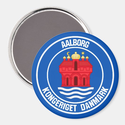 Aalborg Round Emblem Magnet (Vorderseite/Rückseite)