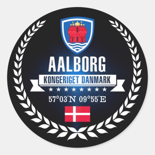 Aalborg Runder Aufkleber (Vorderseite)