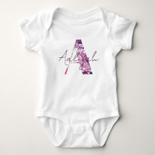 Aaliyah Baby Name Flower Schrift Vintage Floral Strampler