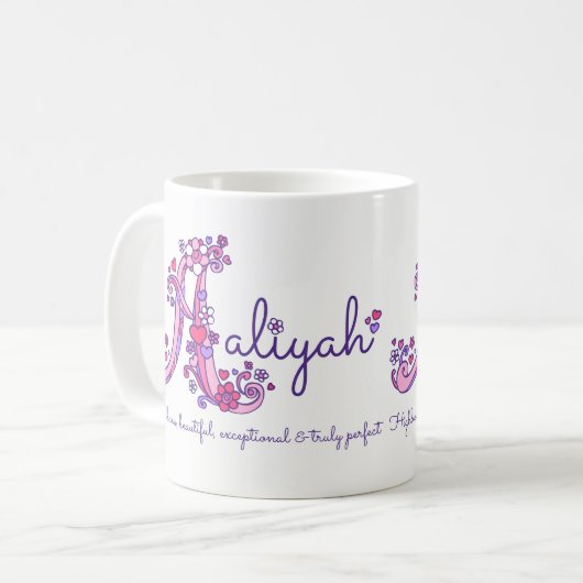 Aaliyah dekorative A Monogramm-Tasse Kaffeetasse (Vorderseite Links)