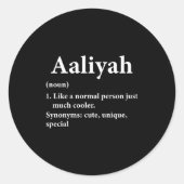 Aaliyah Name Definition Funny D Runder Aufkleber (Vorderseite)