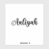 Aaliyah Name - Handgeschriebene Kalligrafie Aufkleber (Blatt)