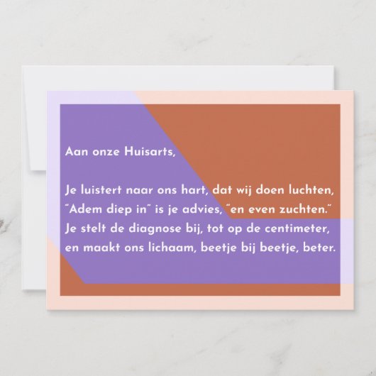 Aan onze Huisarts Dankeskarte (Vorderseite)