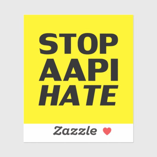 AAPI Hass stoppen, schwarz-gelber Aufkleber (Blatt)