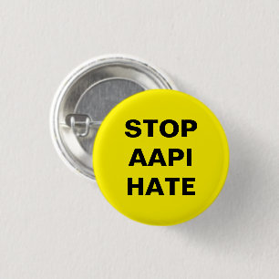 AAPI Hass stoppen, schwarz-gelbes Button Button