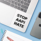 AAPI Hass stoppen, schwarz und weiß Aufkleber (Laptop mit iPhone)