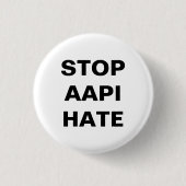 AAPI Hass stoppen, Schwarz-weiß Button (Vorderseite)