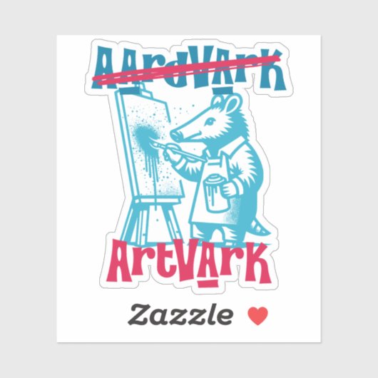 Aardvark Artvark Funny ANIMAL NAMES Aufkleber (Blatt)