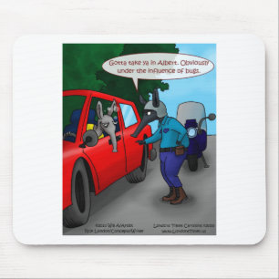 Aardvark Autofahren während gebeugter lustiger T-S Mousepad