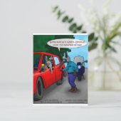 Aardvark Autofahren während gebeugter lustiger T-S Postkarte (Stehend Vorderseite)