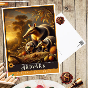 Aardvark   Niedliche Vintage Tierpostkarte Postkarte