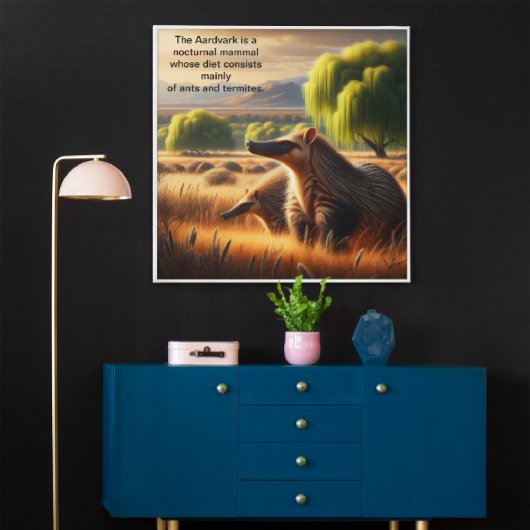Aardvark Tranquil Harmonie: Wildlife Duo in Meadow Poster