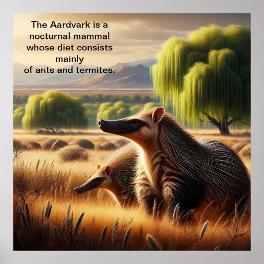 Aardvark Tranquil Harmonie: Wildlife Duo in Meadow Poster (Vorne)