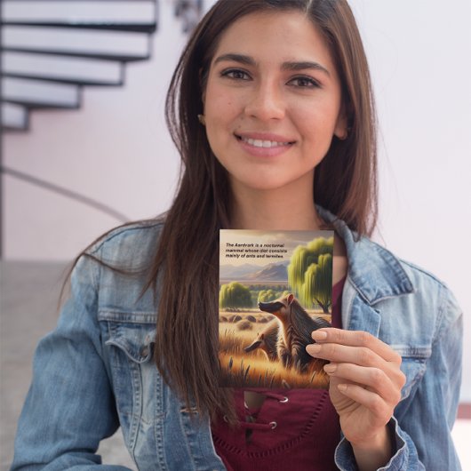 Aardvark Tranquil Harmonie: Wildlife Duo in Meadow Postkarte