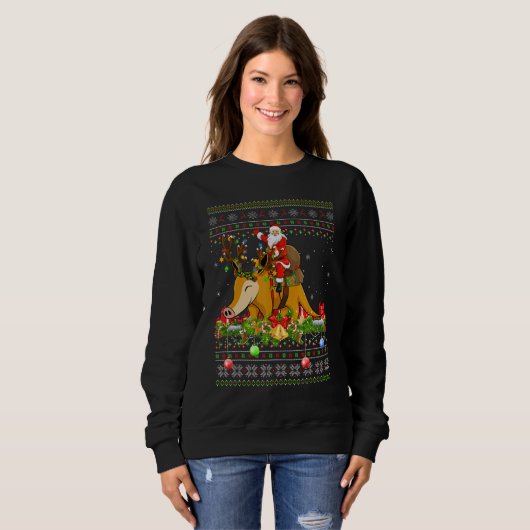 Aardvark Ugly Santa Riding Aardvark Christmas Sweatshirt (Vorne ganz)