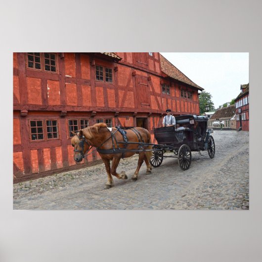 Aarhus, Dänemark, Pferde und Buggy Poster (Vorne)