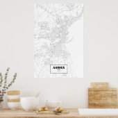 Aarhus, Dänemark (schwarz auf weiß) Poster (Küche)
