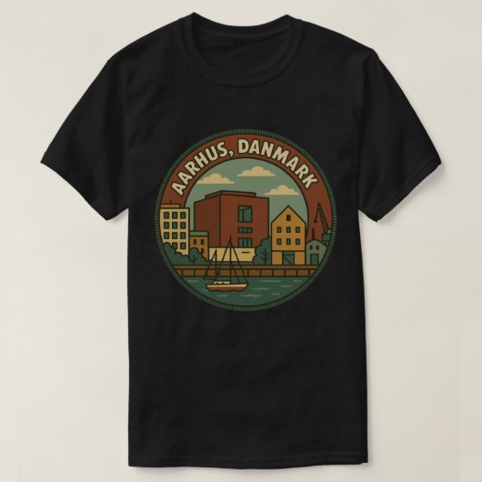 Aarhus Dänemark Stadtansicht T-Shirt (Design vorne)