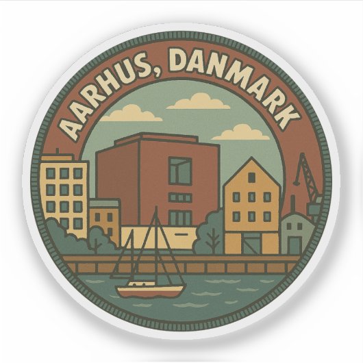 Aarhus Dänemark Stadtbild Aufkleber (Vorderseite)