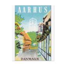 Aarhus Danmark Vintage Reiseplakat