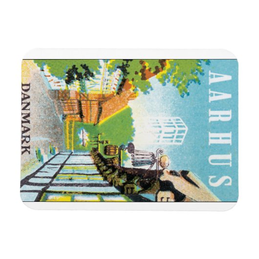Aarhus Danmark Vintage Travel Poste Magnet (Horizontal)