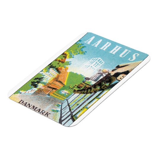 Aarhus Danmark Vintage Travel Poste Magnet (Linke Seite)