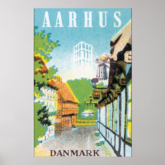 Aarhus Danmark Vintage Travel Poste Poster (Vorne)