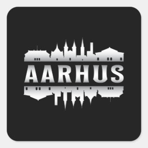 Aarhus Denmark City Skyline Cityscape Funny Gift Quadratischer Aufkleber