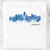 Aarhus Denmark Skyline Blue Rechteckiger Aufkleber (Tasche)