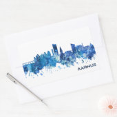 Aarhus Denmark Skyline Blue Rechteckiger Aufkleber (Umschlag)