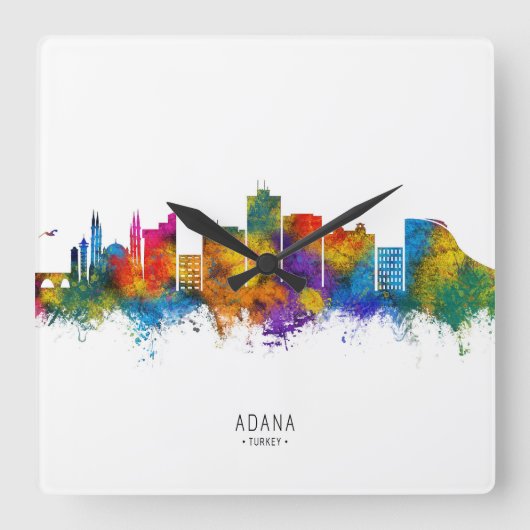 Aarhus Denmark Skyline Quadratische Wanduhr (Vorderseite)