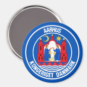 Aarhus Round Emblem Magnet (Vorderseite/Rückseite)