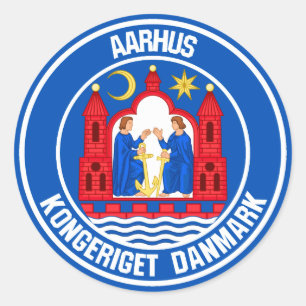 Aarhus Round Emblem Runder Aufkleber