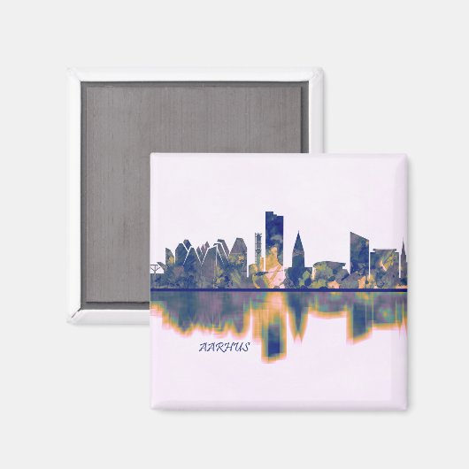 Aarhus Skyline Magnet (Vorderseite/Rückseite)