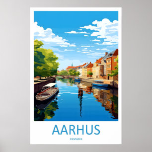 Aarhus Vintage Reiseplakat Skigebiet Nationalpark Poster