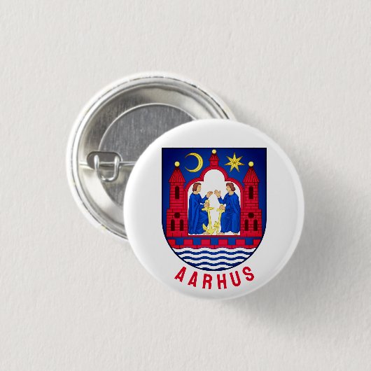 Aarhus-Wappen - DÄNEMARK Button (Vorne & Hinten)
