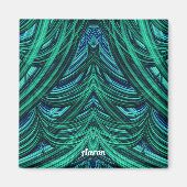 AARON ~ 3D Fraktal Design Blau grün Magnet (Vorne)