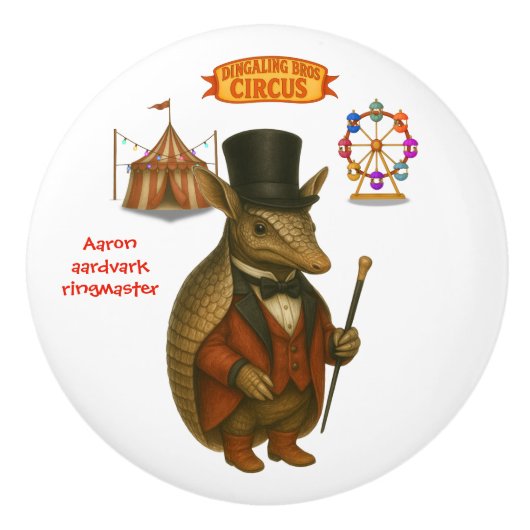 Aaron, aardvark ringmaster keramikknauf (Vorderseite)