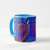 AARON ~ GLOSSY 3D Zany Blue Yellow Fraktal ~ Tasse (Vorderseite Links)