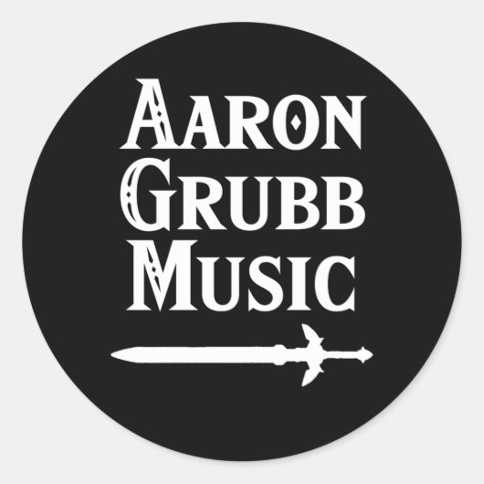 Aaron Grubb Music White Text Runder Aufkleber (Vorderseite)